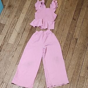Adorable Pink Ruffle Kids Matching Set